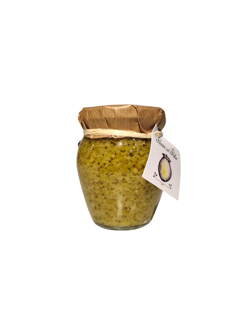 Paté di olive verdi in vasetto da 180g, lavorazione artigianale.