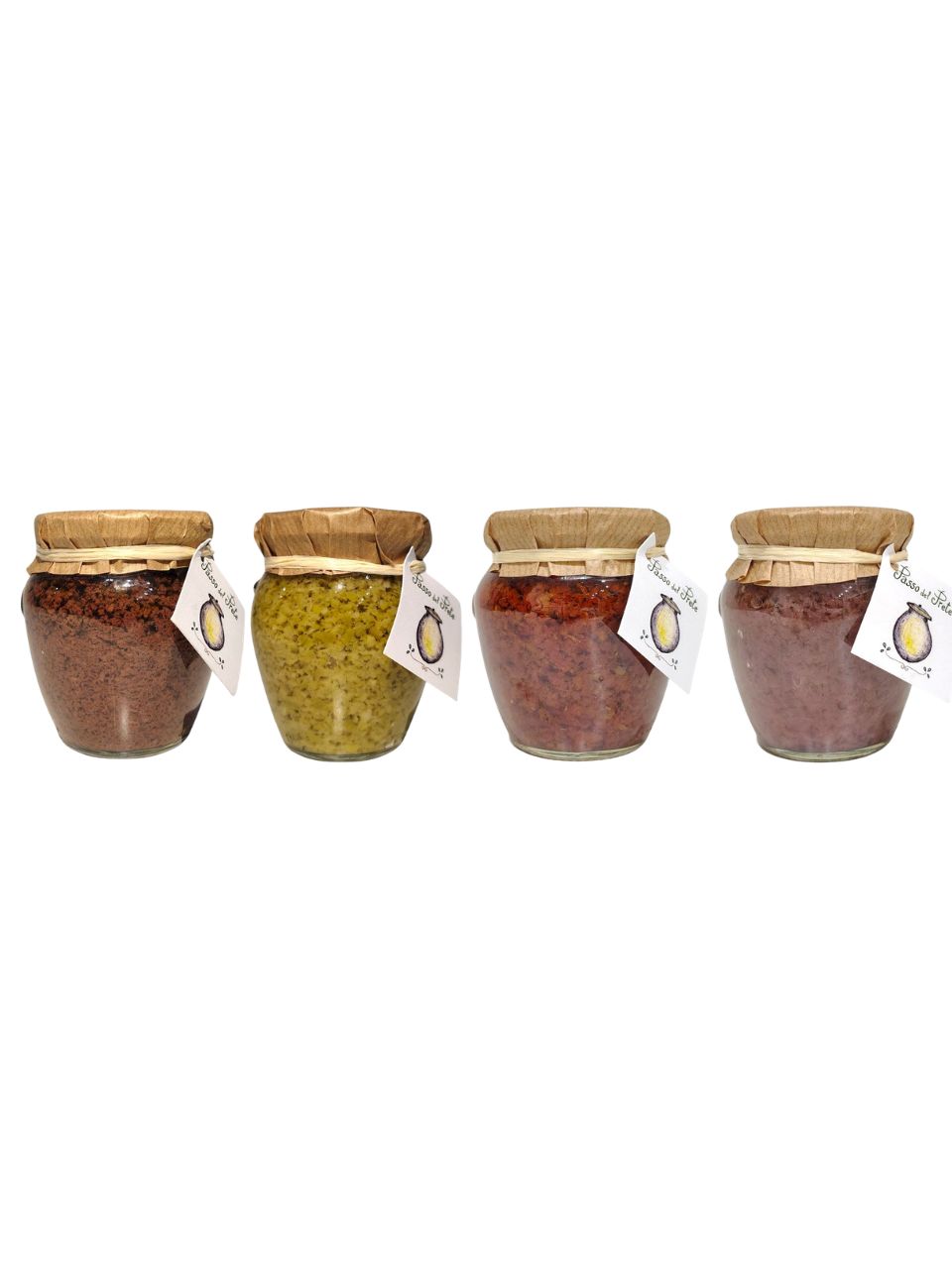 Quattro vasetti assortiti di paté artigianali calabresi - Kit Assaggio
